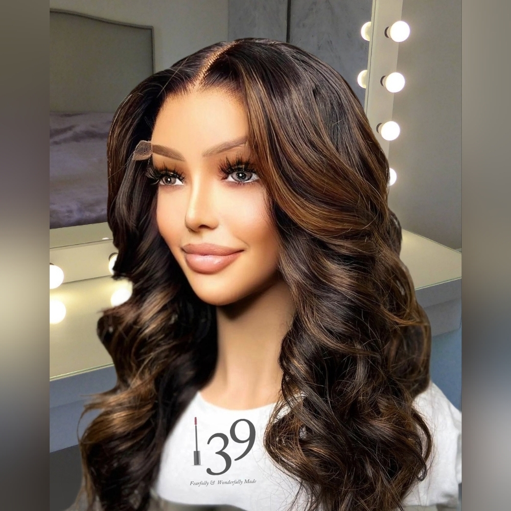 100% Human Hair Baylage highlights wig pictures are 26 "